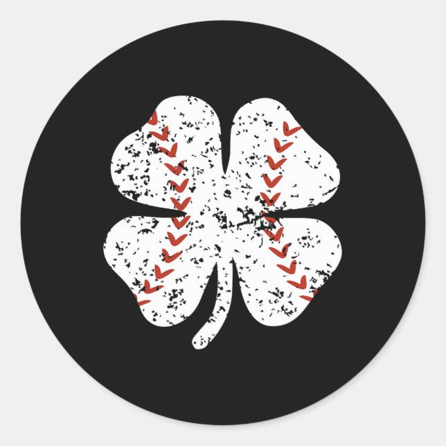 Baseball Shamrock St Patricks Day Pitcher Hitter B Classic Round Sticker (Front)
