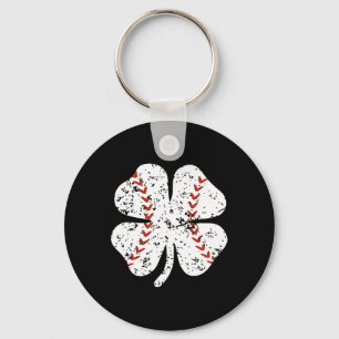 Baseball Shamrock St Patricks Day Pitcher Hitter B Keychain