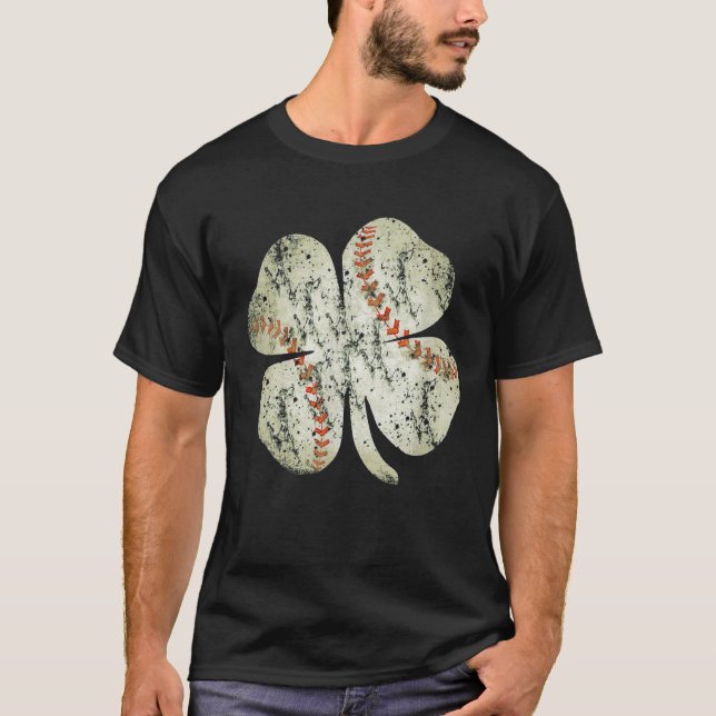 Baseball Shamrock St Patricks Day Pitcher Hitter B T-Shirt (Front)