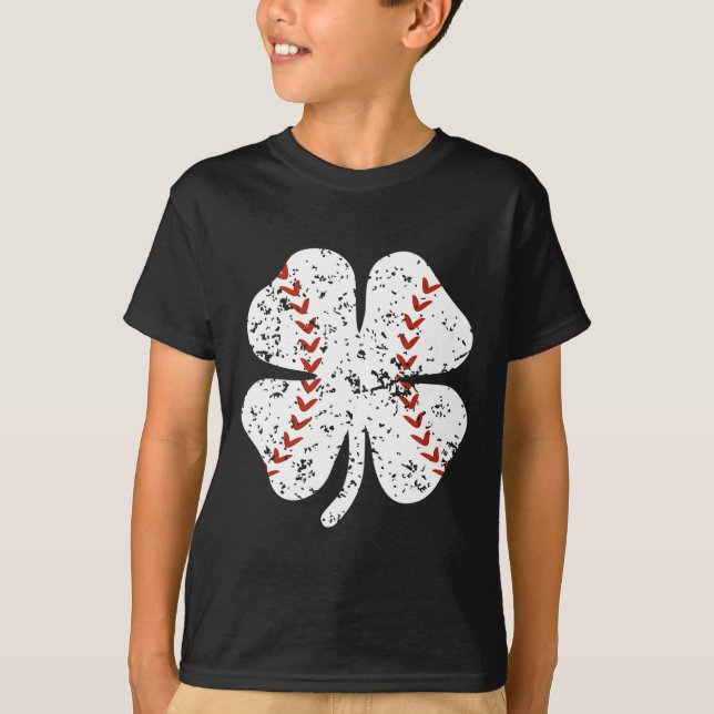Baseball Shamrock St Patricks Day Pitcher Hitter B T-Shirt (Front)