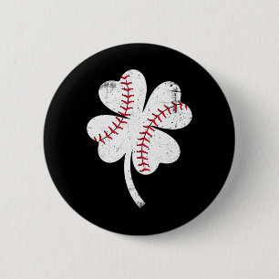 Baseball Shamrock St Patricks Day Saint Paddys Men 2 Inch Round Button