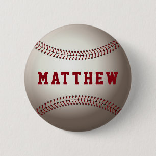 Baseball Shape Personalized Name 2 Inch Round Button