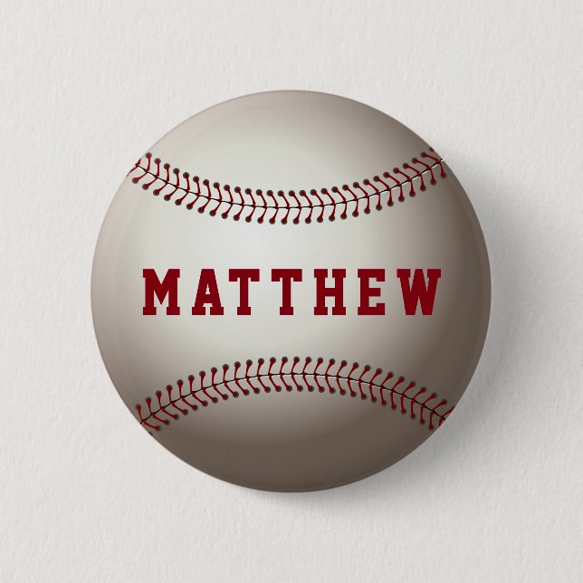 Baseball Shape Personalized Name 2 Inch Round Button (Front)