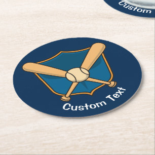 Baseball Shield Round Paper Coaster