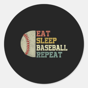 Baseball-shirt Eat Sleep Baseball Repeat Funny Men Classic Round Sticker