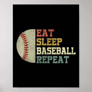 Baseball-shirt Eat Sleep Baseball Repeat Funny Men Poster