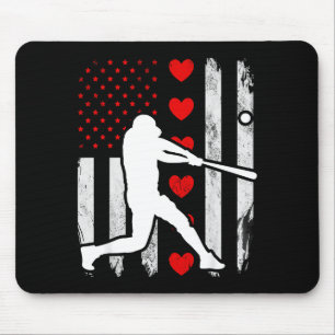Baseball silhouette heart usa flag hearts american mouse pad