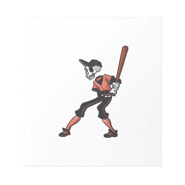 baseball skeleton design for baseball players notepad (Front)