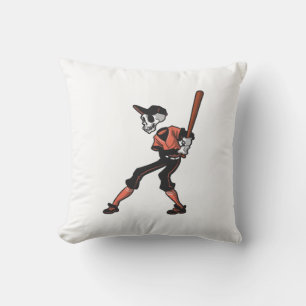 baseball skeleton design for baseball players throw pillow