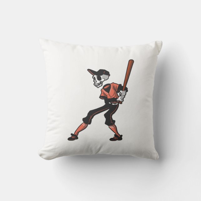 baseball skeleton design for baseball players throw pillow (Front)