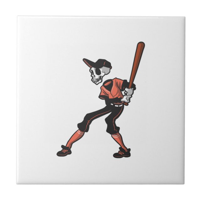 baseball skeleton design for baseball players tile (Front)