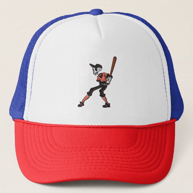 baseball skeleton design for baseball players trucker hat (Front)
