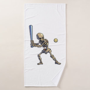 Baseball Skeleton Halloween Bath Towel