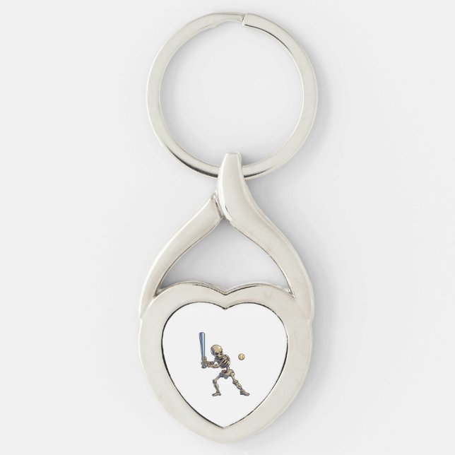 Baseball Skeleton Halloween Keychain (Front)