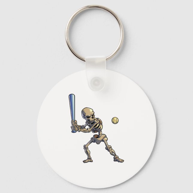Baseball Skeleton Halloween Keychain (Front)
