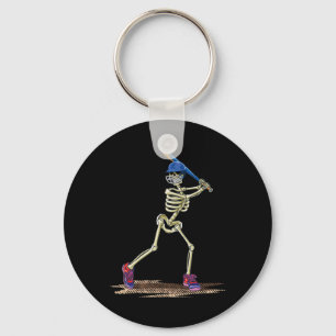Baseball Skeleton Halloween Men Boys Baseball Hall Keychain