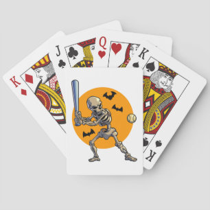 Baseball Skeleton Halloween Men Boys Baseball Hall Playing Cards