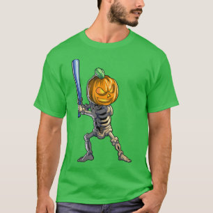Baseball Skeleton Halloween Men Boys Baseball Hall T-Shirt