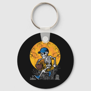 Baseball Skeleton Halloween Men Boys Baseball Spoo Keychain