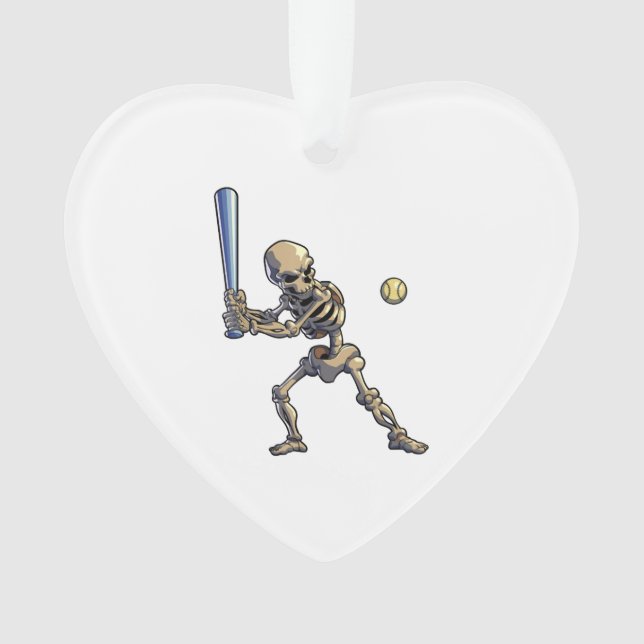 Baseball Skeleton Halloween Ornament (Front)