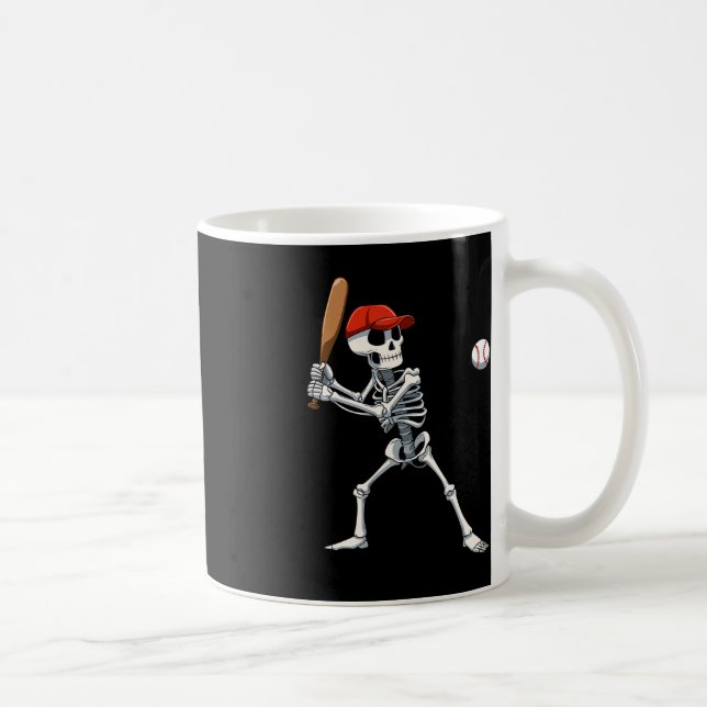 Baseball Skeleton Halloween Skeleton Playing Baseb Coffee Mug (Right)