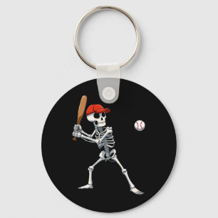 Baseball Skeleton Halloween Skeleton Playing Baseb Keychain