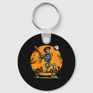 Baseball Skeleton Halloween Spooky Boys Baseball P Keychain
