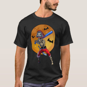 Baseball Skeleton Men Boys Pirate Baseball Hallowe T-Shirt