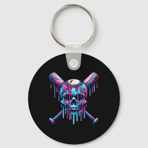 Baseball Skull Drip Baseball Drip Baseball Ice Cre Keychain