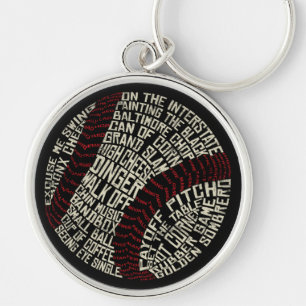 Baseball Slang Words Calligram Keychain