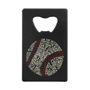Baseball Slang Words Calligram Wallet Bottle Opener