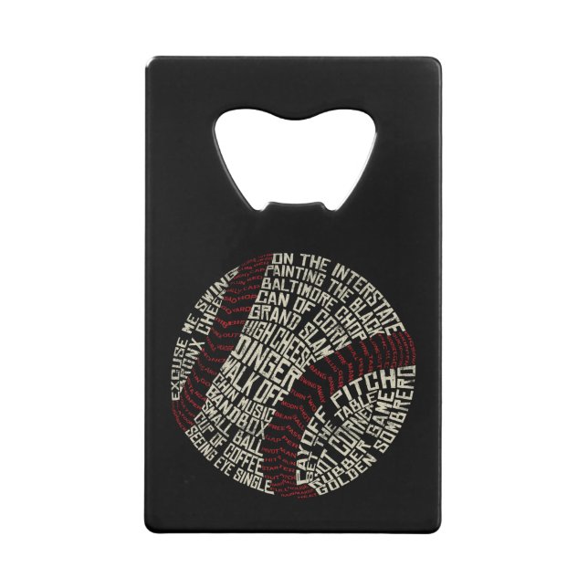 Baseball Slang Words Calligram Wallet Bottle Opener (Back)