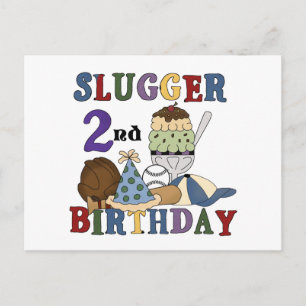 Baseball Slugger 2nd Birthday tshirts and Gifts Postcard