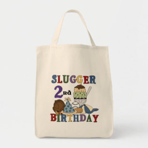 Baseball Slugger 2nd Birthday tshirts and Gifts Tote Bag