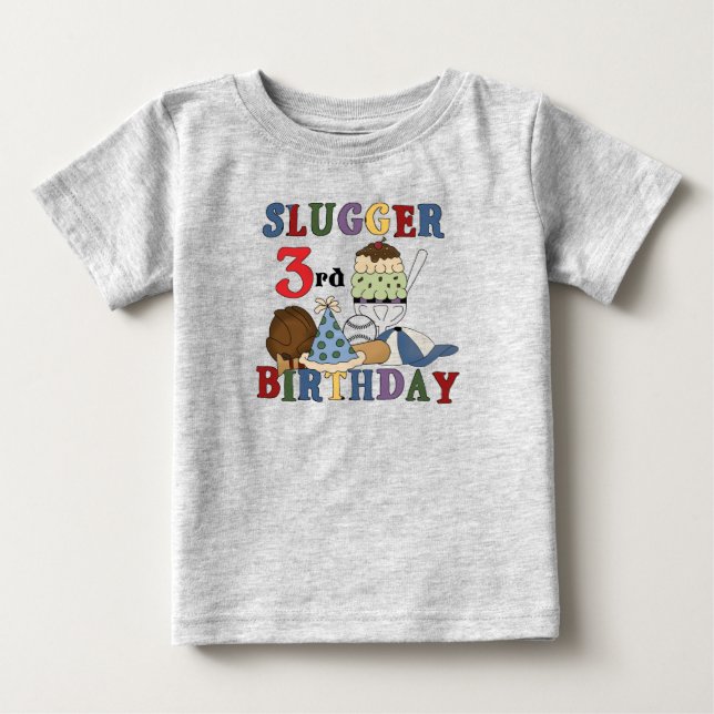 Baseball Slugger 3rd Birthday Tshirts (Front)