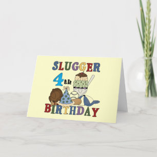 Baseball Slugger 4th Birthday Card