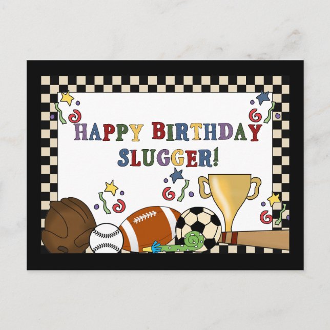 Baseball Slugger Birthday Cards (Front)