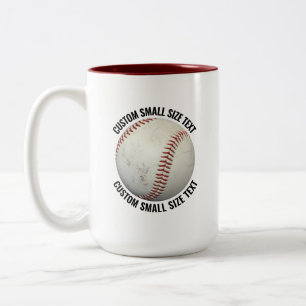 Baseball & Small Text MAROON 15oz Custom Two-Tone Coffee Mug