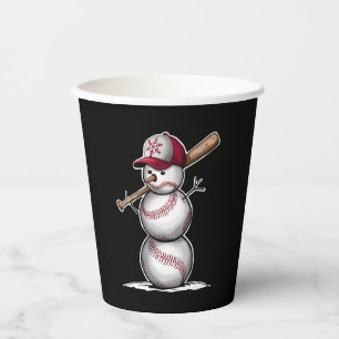 Baseball Snowman Balls Snow Christmas Xmas Gifts Paper Cups