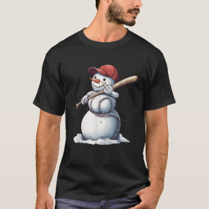 Baseball Snowman Christmas Baseball Pajama for Boy T-Shirt