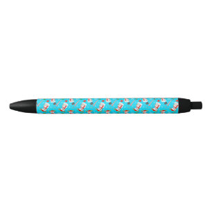 Baseball Snowman Christmas Celebration Pattern  Black Ink Pen