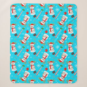 Baseball Snowman Christmas Celebration Pattern  Sherpa Blanket