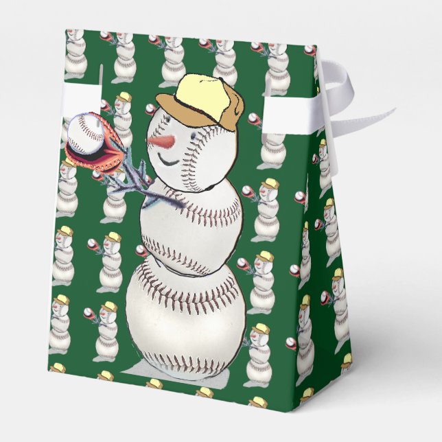 Baseball Snowman Christmas Favor Box (Back Side)