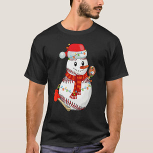 Baseball Snowman Christmas Game Day  For Baseball T-Shirt