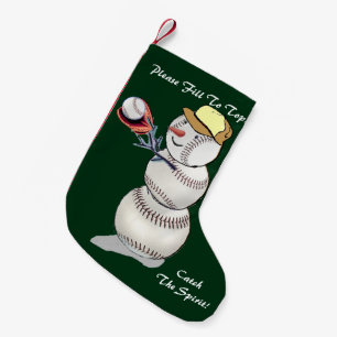Baseball Snowman Christmas Small Christmas Stocking