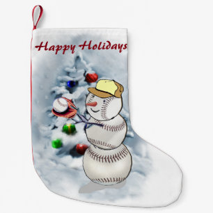 Baseball Snowman Christmas Small Christmas Stocking