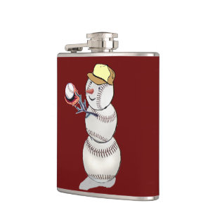 Baseball Snowman Hip Flask