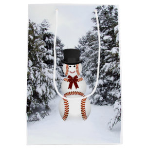 Baseball snowman medium gift bag