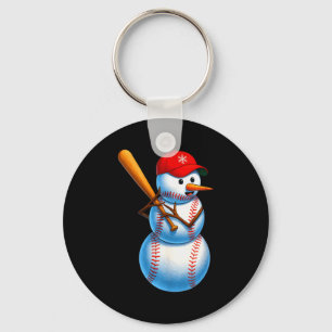 Baseball Snowman Merry Christmas Xmas Pajamas Men Keychain