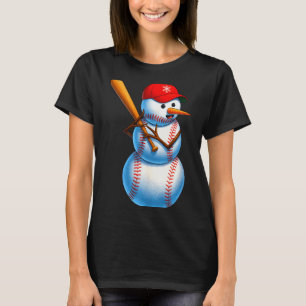 Baseball Snowman Merry Christmas Xmas Pajamas Men T-Shirt